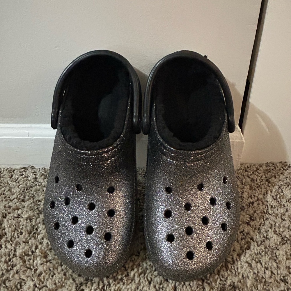 CROCS Black Slippers with Perforated Design